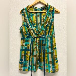 *New York & Co Women’s Georgette Sleeveless V Neck Babydoll Blouse Sz 12